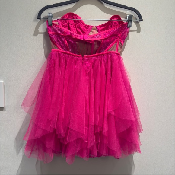 For Love & Lemons Rosario BarbieCore Hot Pink Mini Bustier Dress Women’s Size XS - Picture 5 of 11